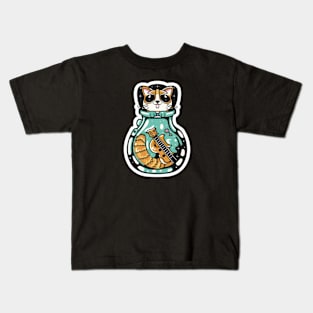 Cute Cat in a Genie Bottle Kids T-Shirt